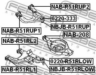 Silent block, rear lower arm Febest NAB-208