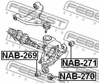 Rear axle bush, rear Febest NAB-271