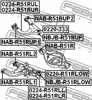 Silent block rear upper arm Febest NAB-R51RUP2