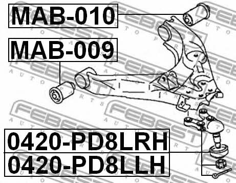 Front lower control arm rear bushing Febest MAB-010