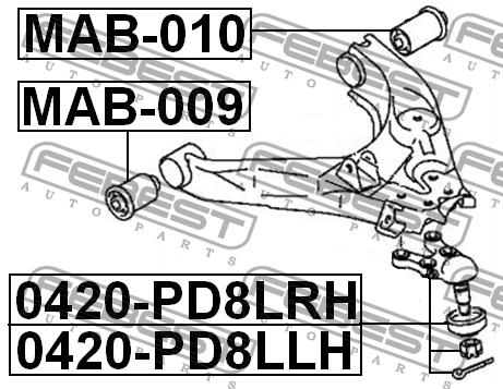 Febest Front lower control arm rear bushing – price [object Object] PLN