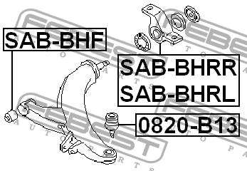 Silent block, front lower arm, rear left Febest SAB-BHRL