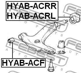 Silent block, front lower arm, rear right Febest HYAB-ACRR