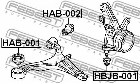 Febest Front lower control arm rear bushing – price [object Object] PLN