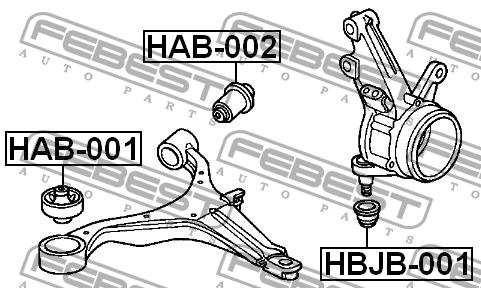 Front lower control arm rear bushing Febest HAB-002