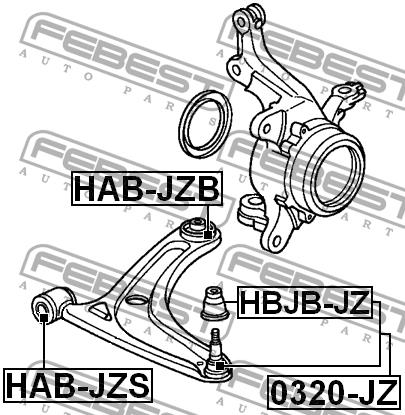 Front lower control arm rear bushing Febest HAB-JZB