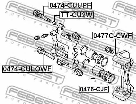 Caliper slide pin Febest 0474-CUUPF