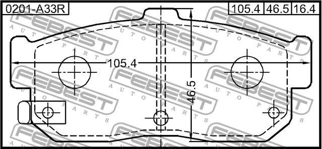 Febest 0201-A33R Brake Pad Set, disc brake 0201A33R