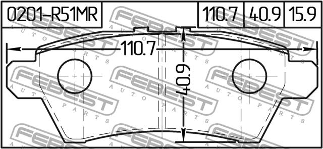 Febest 0201-R51MR Brake Pad Set, disc brake 0201R51MR
