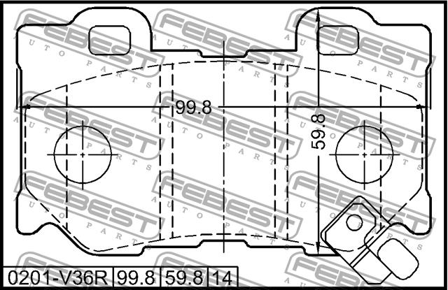 Febest 0201-V36R Brake Pad Set, disc brake 0201V36R