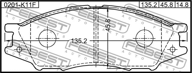 Febest 0201-K11F Brake Pad Set, disc brake 0201K11F