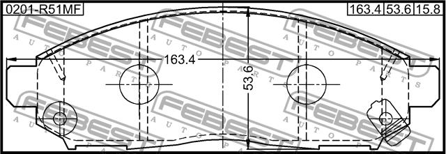 Febest 0201-R51MF Brake Pad Set, disc brake 0201R51MF
