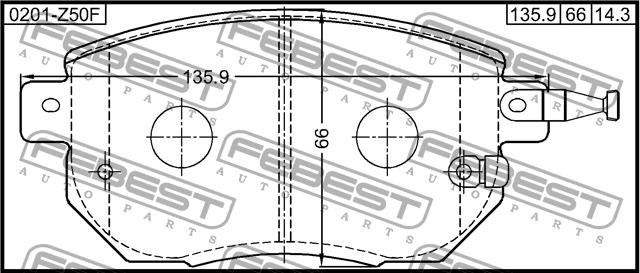 Febest 0201-Z50F Brake Pad Set, disc brake 0201Z50F