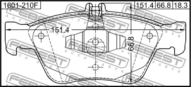 Febest 1601-210F Brake Pad Set, disc brake 1601210F