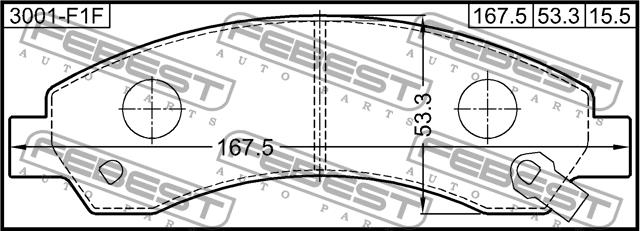 Febest 3001-F1F Front disc brake pads, set 3001F1F