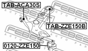 Silent block front lever rear Febest TAB-ZZE150B