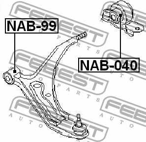 Front lower control arm rear bushing Febest NAB-040