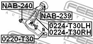Front lower control arm rear bushing Febest NAB-239