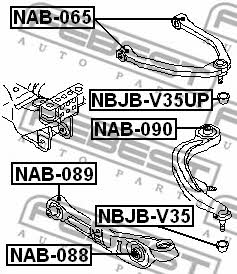Silent block, front lower arm Febest NAB-090
