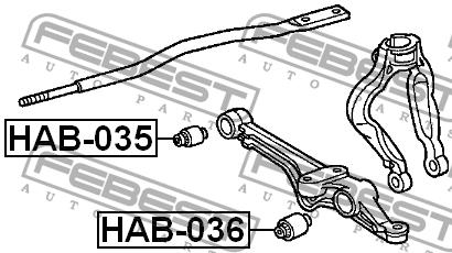 Silent block, front lower arm Febest HAB-036