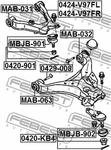 Febest Front lower control arm front bushing – price 44 PLN