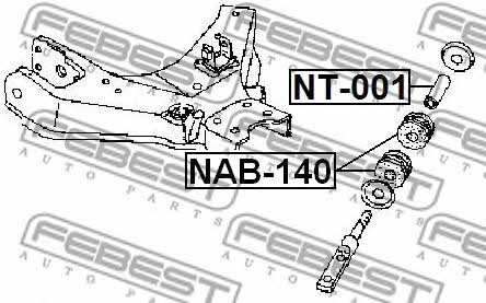 Silent block, front lower arm Febest NAB-140