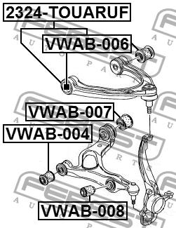 Silent block, front lower arm Febest VWAB-008