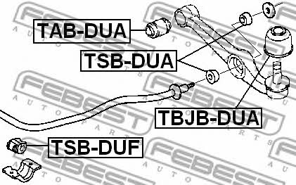 Silent block, front lower arm Febest TSB-DUA