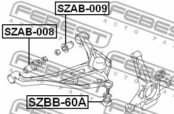 Silent block front lower arm front Febest SZAB-008