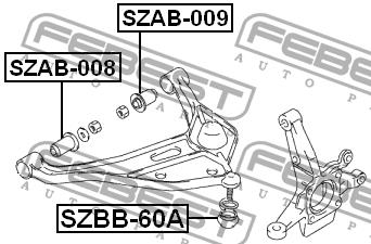 Front lower control arm front bushing Febest SZAB-008