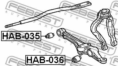 Front lower control arm front bushing Febest HAB-035
