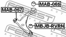 Front lower control arm front bushing Febest MAB-067