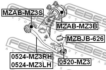 Front lower control arm front bushing Febest MZAB-MZ3S