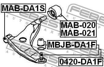 Front lower control arm front bushing Febest MAB-DA1S