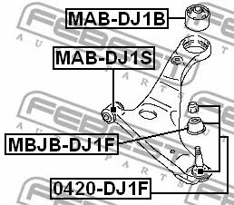 Front lower control arm front bushing Febest MAB-DJ1S