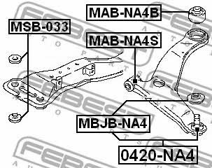 Front lower control arm front bushing Febest MAB-NA4S