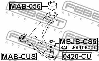 Front lower control arm front bushing Febest MAB-CUS