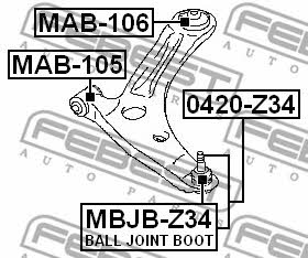 Febest Silent block front lever front – price 20 PLN