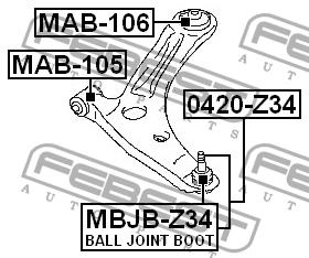 Silent block front lever front Febest MAB-105