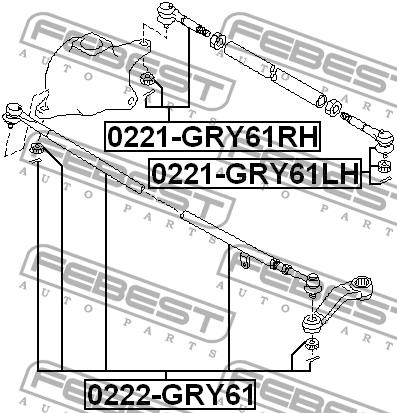 Left tie rod end Febest 0221-GRY61LH