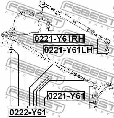 Left tie rod end Febest 0221-Y61LH