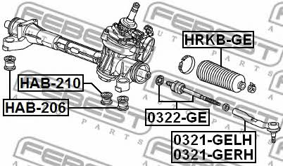 Right tie rod end Febest 0321-GERH