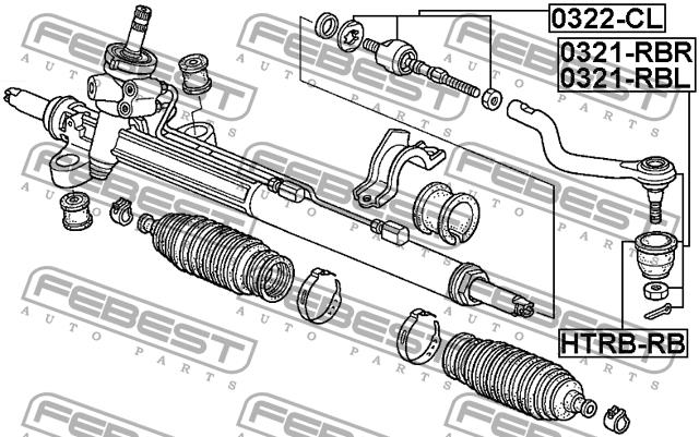 Right tie rod end Febest 0321-RBR