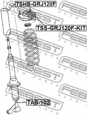 Front shock absorber support, set Febest TSS-GRJ120F-KIT