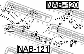 Front lower control arm front bushing Febest NAB-121