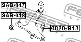 Front lower control arm front bushing Febest SAB-018