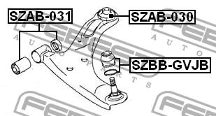 Front lower control arm front bushing Febest SZAB-031