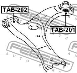 Front lower control arm front bushing Febest TAB-202
