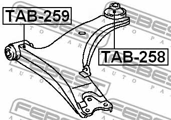 Front lower control arm front bushing Febest TAB-259