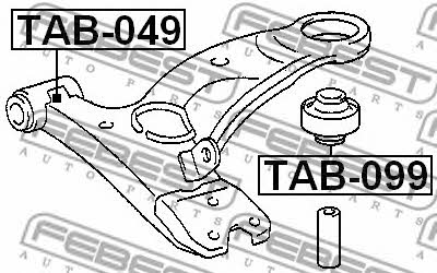 Front lower control arm front bushing Febest TAB-049